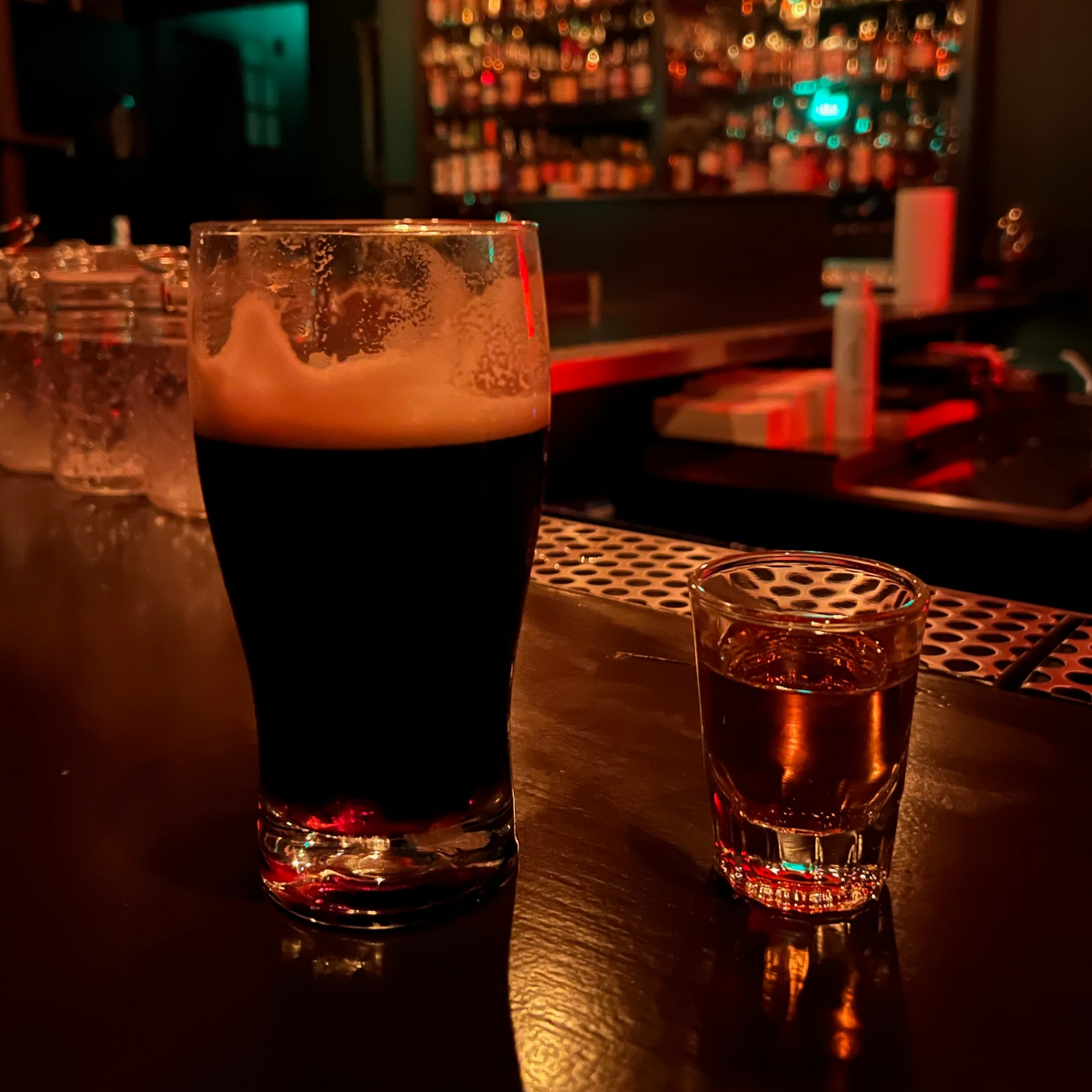 Guinness and a shot of whiskey - drink menu